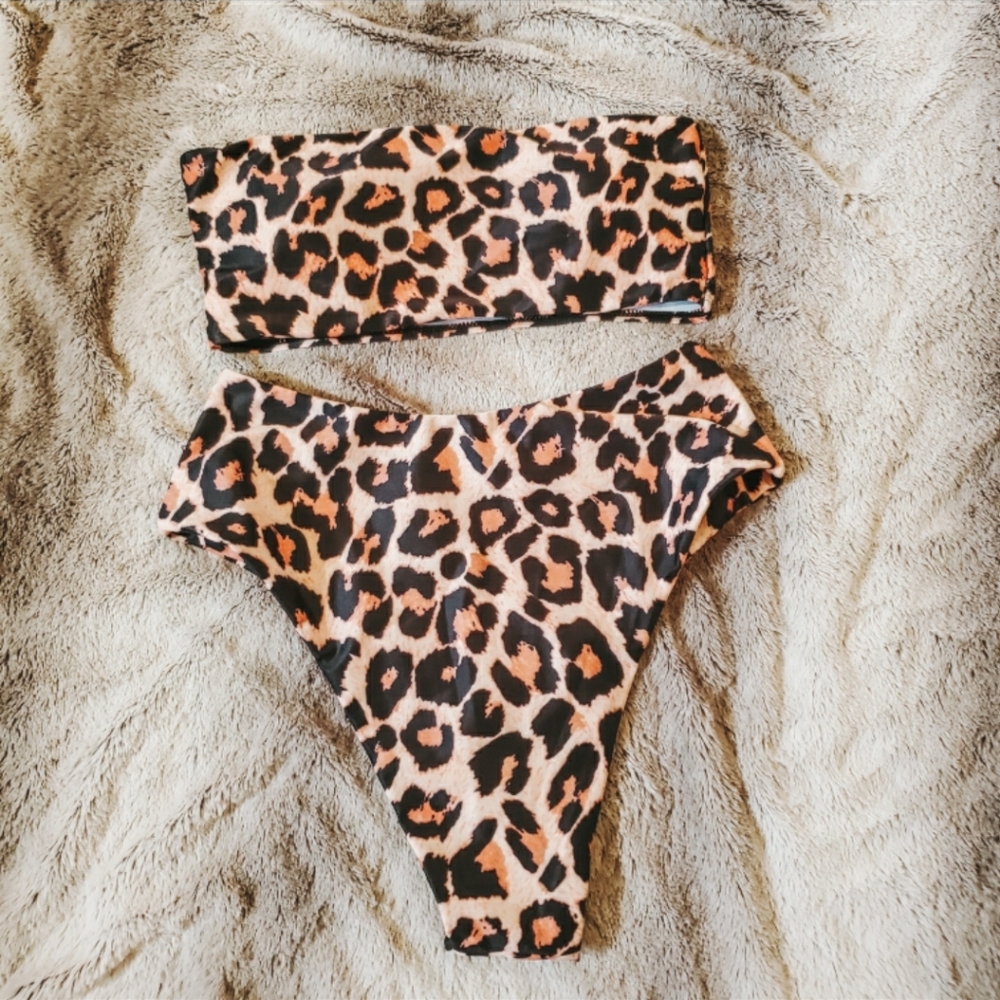 Cheetah print two piece bikini - Picture 1 of 5